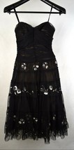 Bebe Womens Strapless Mesh Black Dress Cocktail Floral XS - $99.00