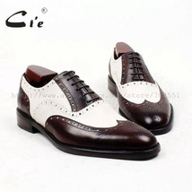 round toe brown white bespoke men shoe custom handmade 100%genuine calf leather  - £250.15 GBP