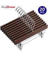 Bagdream 20 Pack Wooden Pants Hangers 14 Inch Walnut Wood Skirt Hangers ... - £44.53 GBP