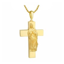 Mary On The Cross 14KT Gold Cremation Jewelry Urn - £623.45 GBP