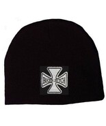BIKER BITCH IRON CROSS Maltese Embroidered BEANIE KNIT HAT Shorty Skull Cap - $128.60 MXN