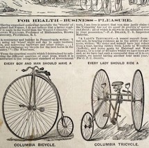 Columbia Pope Bicycles Tricycles 1885 Advertisement Victorian Bikes DWHH11 - £23.50 GBP