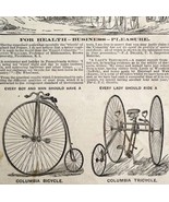 Columbia Pope Bicycles Tricycles 1885 Advertisement Victorian Bikes DWHH11 - £23.58 GBP