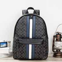 Backpack Men&#39;s Backpack Leather Stitching Color Contrast Backpack Travel Bag - £48.83 GBP