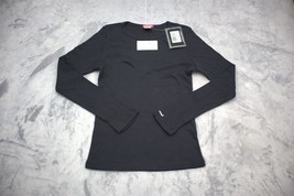 Dickies Shirt Womens XS Black Round Neck Rib Knit Pullover Medical Uniform - $22.75