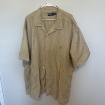 Polo Ralph Lauren Shirt Mens 4XB Silk Linen Blend Tan Short Sleeve Light... - $24.87