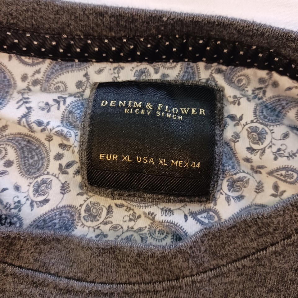 Denim & Flower Ricky Singh Men's Casual Gray T-Shirt Short Sleeve Size XL Item image 4