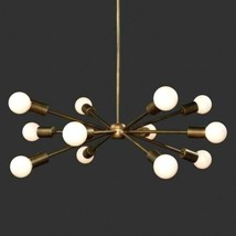 Mediados Siglo Estilo Latón Antiguo Sputnik Candelabro 12 Brazo Techo Real Luces - £161.36 GBP