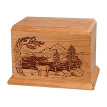 Natural Cherry Mule Deer Wood Cremation Urn - £179.45 GBP