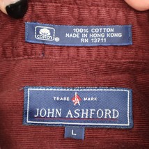 John Ashford Shirt Mens L Red Corduroy Button Up Long Sleeve Collared Top - £20.62 GBP