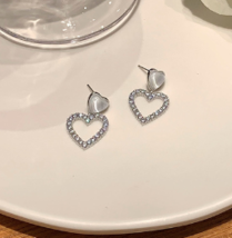 Simple fashion double love hollow earrings female niche design sense - £15.60 GBP