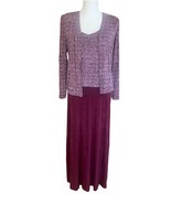 Alex Evenings Petite 6P Maxi Dress Formal 2 Pc W/Jacket Stretch Pink Spa... - $28.55