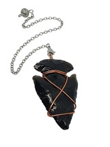 Obsidian Arrowhead Dowsing Crystal EMF Copper Scalar Wired Dowser Gemstone - £10.15 GBP