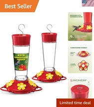 Elegant Glass Hummingbird Feeders - 10 oz Capacity, Ant Guard &amp; 5 Feedin... - $29.99