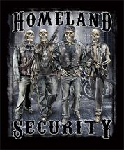 HOME SECURITY SKELETON SOLDIERS BLACK TEE SHIRT SIZE XL men women adult TT1 - $6.60