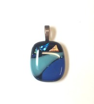 Ocean of Blue Dichroic Fused Glass Pendant - £15.89 GBP