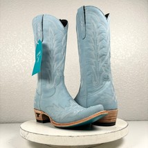 Lane LEXINGTON Light Blue Cowboy Boots Ladies 7.5 Leather Western Style Snip Toe - £171.32 GBP