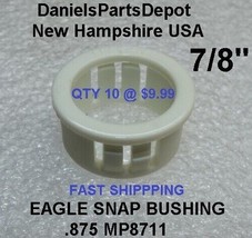 x10 7/8&quot; Eagle MP8711 Snap Bushing Grommet White Nylon Plastic Heyco Style Usa - £7.89 GBP