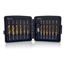 Combination Drill &amp; Tap Bit Set, 6 pc SAE (6-32NC ~ 1/4-20NC) and 6 pc Metric - £23.54 GBP