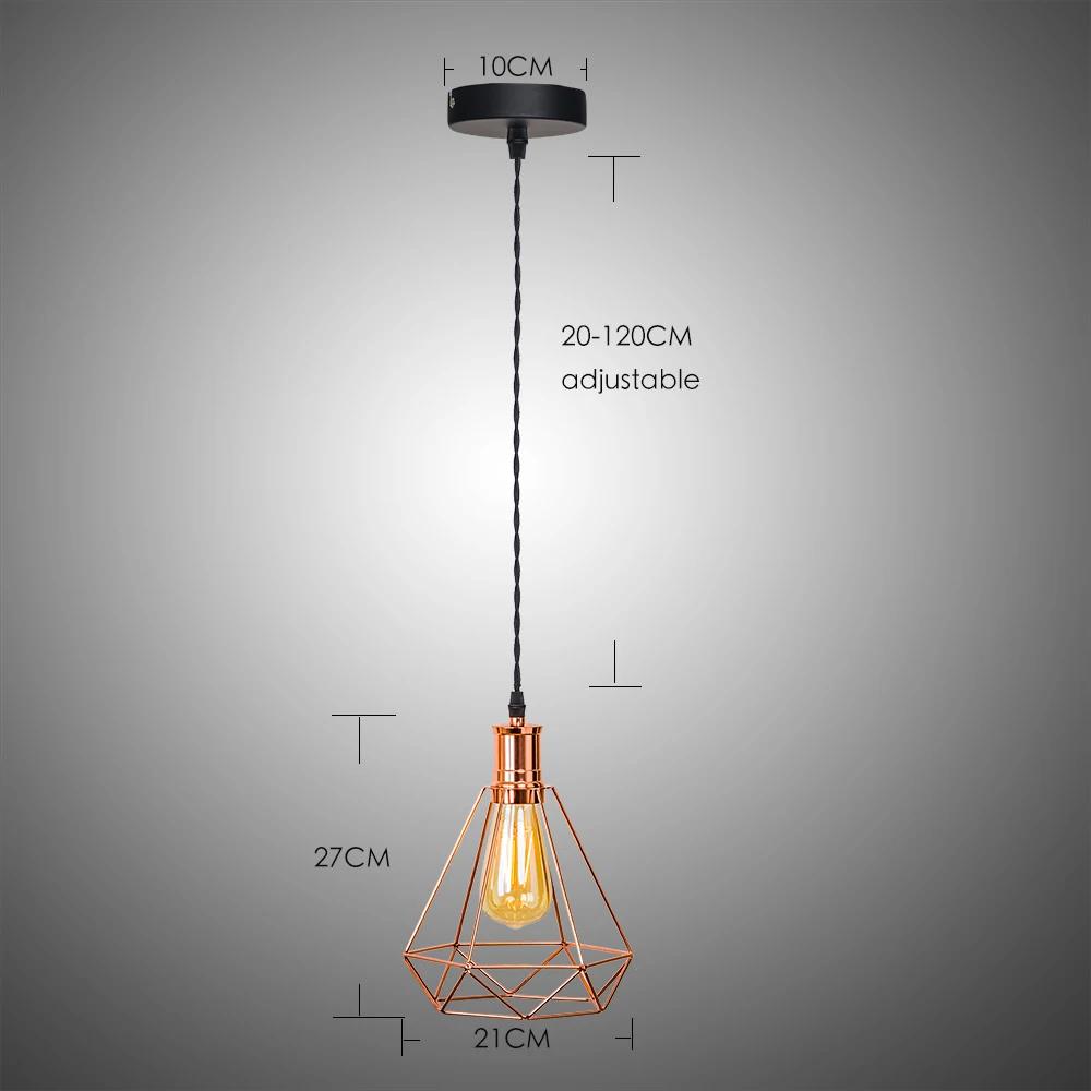 Plated  Cage Pendant Lamps Rose Gold Led Chandeliers for Kitchen Restaurant Hang - £143.26 GBP