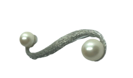 Vintage Brooch Pin Modernist Swirl Faux Pearl Signed Tara textured geo retro - $9.89