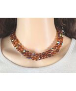Dark Amber Double Strand Beaded Vintage Choker Necklace - $538.09 MXN