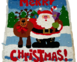 Vintage Completed MERRY CHRISTMAS Long Stitch Embroidery Santa Reindeer ... - $34.61