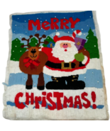 Vintage Completed MERRY CHRISTMAS Long Stitch Embroidery Santa Reindeer ... - £27.21 GBP