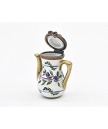 Limoges Trinket Box Teapot Porcelain Metal Floral Hinged Peint Main France - €53,78 EUR