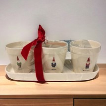 Rae Dunn Winter Magic Mischief &amp; Merry Gnomes Set Of 3 Pots Planters w/Tray~NEW! - £39.68 GBP