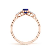 ANGARA Lab-Grown Ct 1 Oval Blue Sapphire Ring with Diamonds in 14K Solid Gold - £708.18 GBP