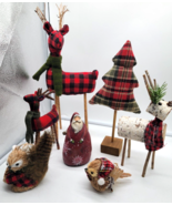 Lot of Rustic  Decor Deer,  Christmas Tree, Santa, Squirrel, Bird   (set... - $34.00