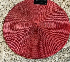 Robert Stanley Christmas Red Round Woven Placemat Set of Four 15” Diameter - £14.01 GBP