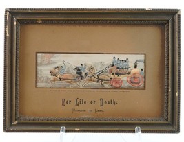 c1870&#39;s Stevengraph Pure Silk Woven Picture of Steam Fire Engine and Firemen &quot;Fo - £171.19 GBP
