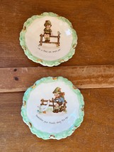 Vintage Lot of Small Ceramic Cute Hummel Kids on Fence w Animals &amp; Cute Sayings - £8.85 GBP