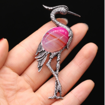Crane Brooch Silver Plated High End design Celebrity Broach Vintage Look Pin A5 - £15.79 GBP