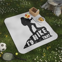 Black &quot;&quot;I&#39;d Hike That&quot;&quot; Silhouette Hiker Logo Picnic Blanket 61x51in - £49.22 GBP