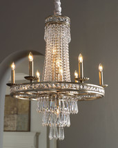 Horchow French Modern Farmhouse Silver Crystal Chandelier STUNNING 33&quot;H FOYER - £905.24 GBP