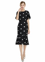 Women&#39;s Designer Polka Dot Print Flutter Sleeve Fishtail Midi Dress 6 8 AU STOCK - £51.50 GBP