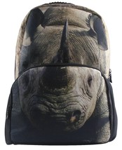 Animal Face 3D Animals Rhino Rhinoceros Backpack 3D Deep Stereographic F... - £30.35 GBP