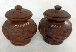 Vintage Hand Carved Tiki Hut Wooden Salt and Pepper Shakers - £9.59 GBP