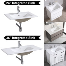 24&quot; or 36&quot; Integrated Sink Countertop Vanity Sink Bowl White Ceramic + Faucet - £114.83 GBP+