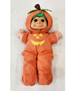 Russ Troll in Pumpkin Halloween Costume Green Hair Plush 12&quot; Doll Vintage - £7.96 GBP