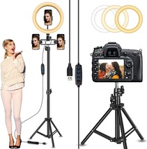 Circle Light, Selfie Ring Light with 82&quot; Stand and 3 Phone Holders,10&quot; Led Light - £27.14 GBP