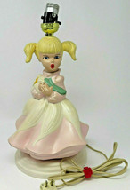 Surprised Girl Lamp Wide Mouth Blonde Ponytail Vintage Ceramic Handmade 1960s - £14.98 GBP