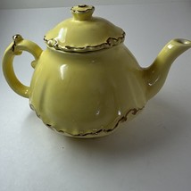 Vintage Yellow Teapot w/Gold Trim - $37.39