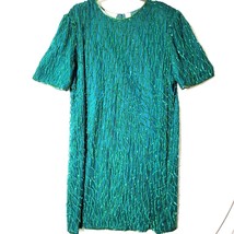 Laurence Kazar Womens Evening Dress Size 2X Green Teal Sequins Beaded Vi... - $63.05