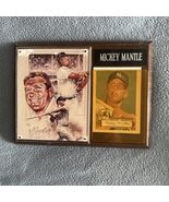 Vintage Mickey Mantle Wooden Plaque With REPRINT OF 1952 ROOKIE CARD YAN... - $5.93