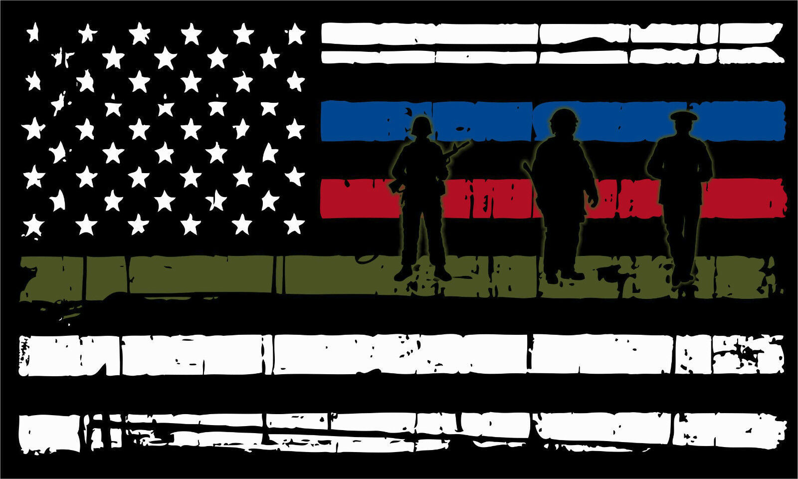 Primary image for Thin Blue Line Horizontal Flag DISTRESSED Flag Firefighter, Police,Military,FIRE