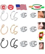 Trendy Faux Nose Rings Set - 9 Pcs Stainless Steel Non-Pierced Jewelry - $315.55 MXN